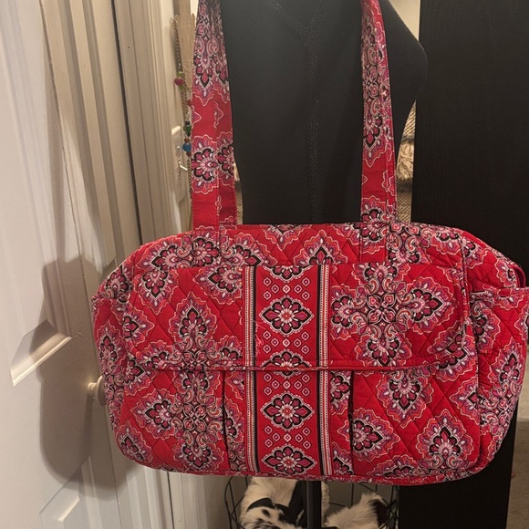Vera Bradley Red and Pink Patterned Large Duffel Bag - Picture 2 of 13